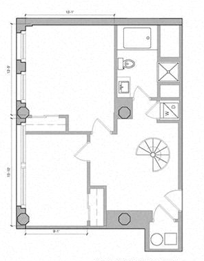 Floor plan for 2 beds, 1.5 baths, 1185 sqft